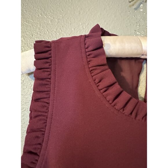 Kate Spade Dress 10 Cherry Burgundy Red Ruffle Trim Stretch Career Church - Picture 6 of 16